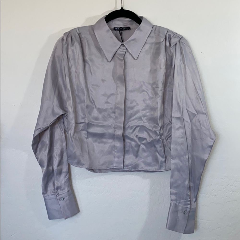 Zara Ruched Satin Effect shirt - Picture 3 of 4